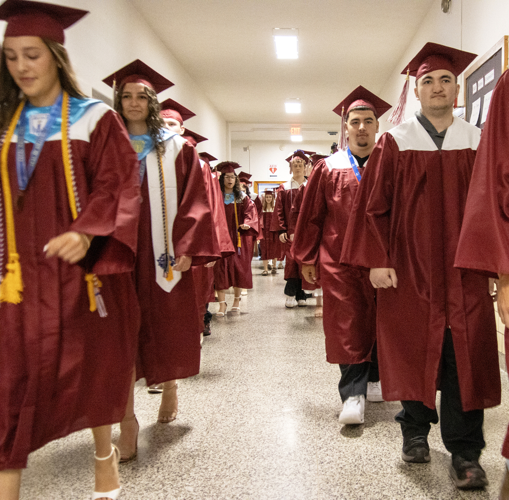 Seniors walking down the hall