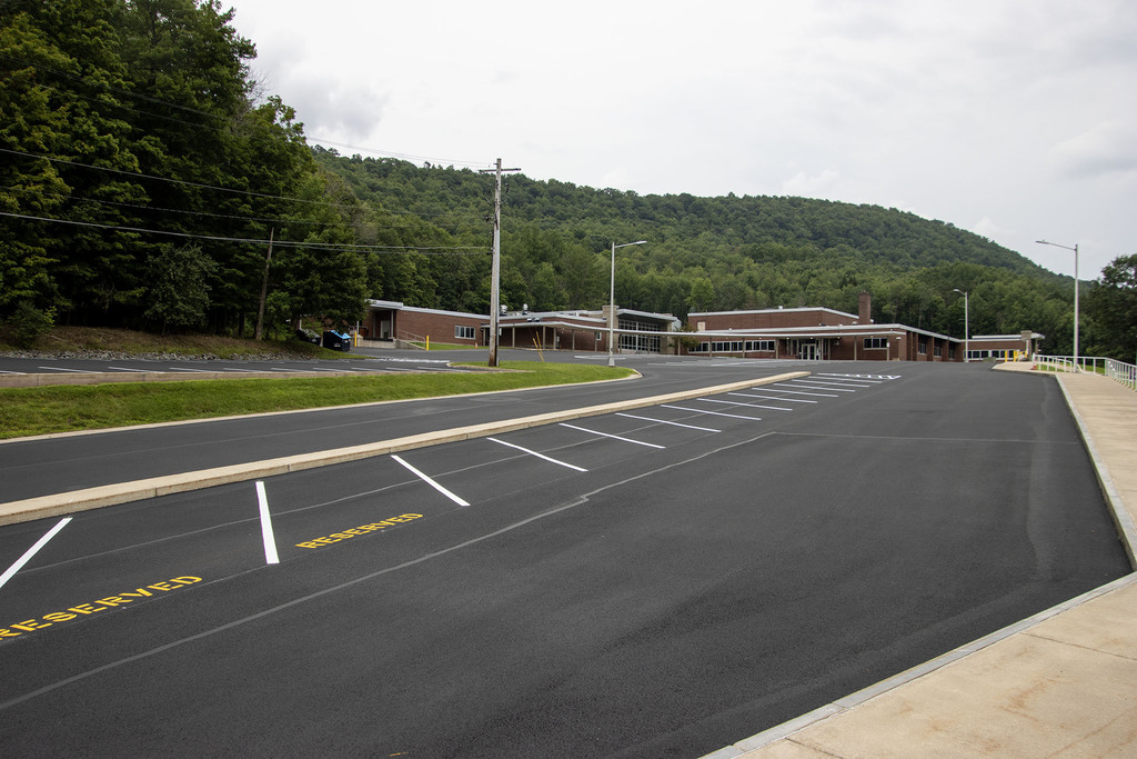 freshly painted parking lot