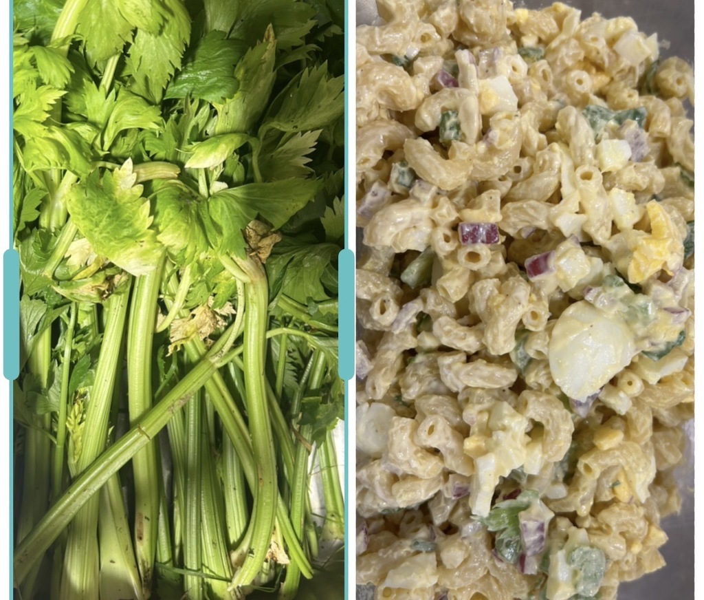 before and after photo of garden ingredient and menu item it ended up in