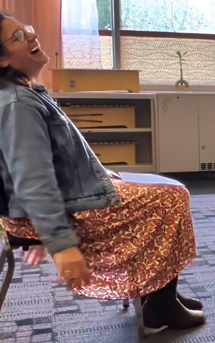 Mrs. Keene laughing