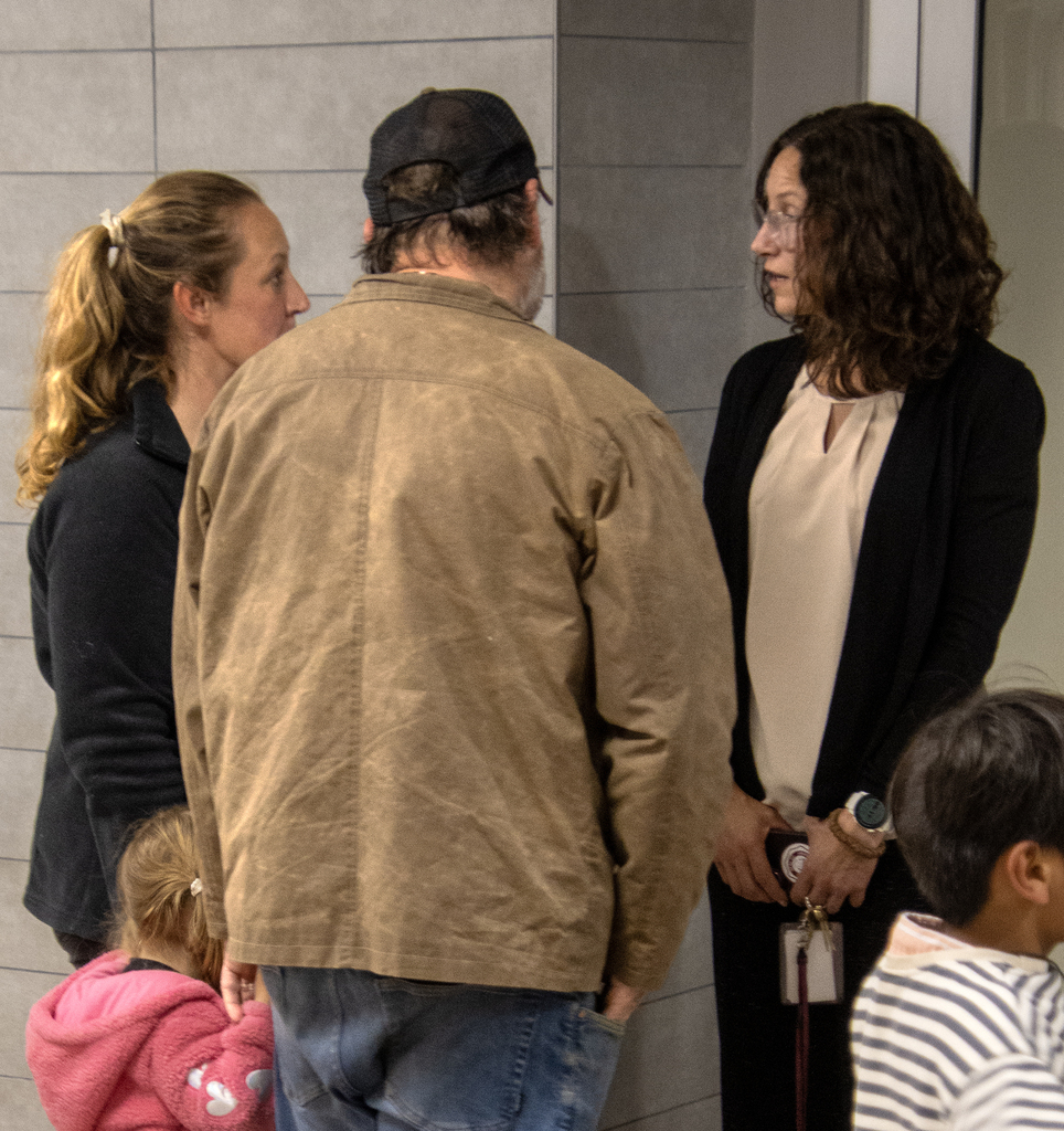 Parents talk to the principal