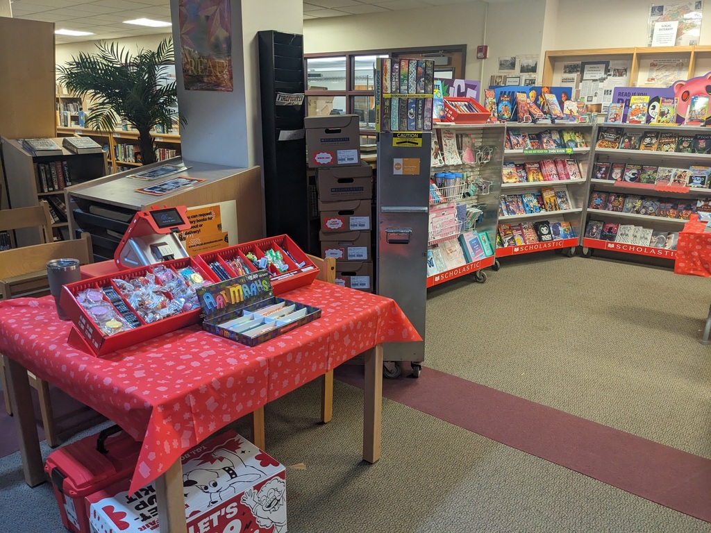 photo of book fair set up in library