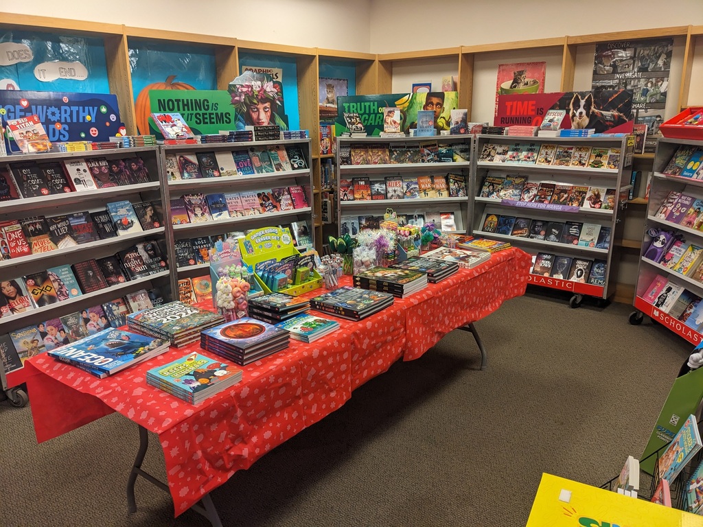 photo of book fair set up in library