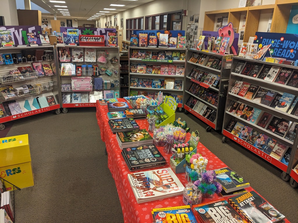 photo of book fair set up in library