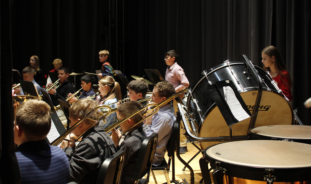 students playing in the band