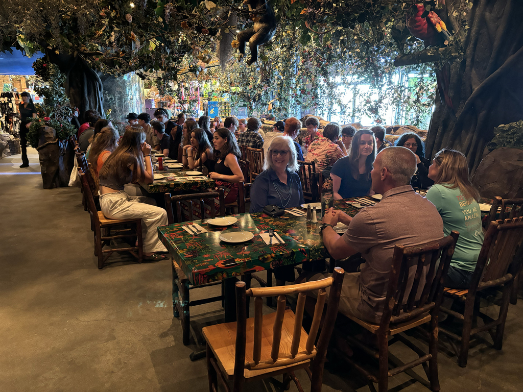 grou eating in restaurant