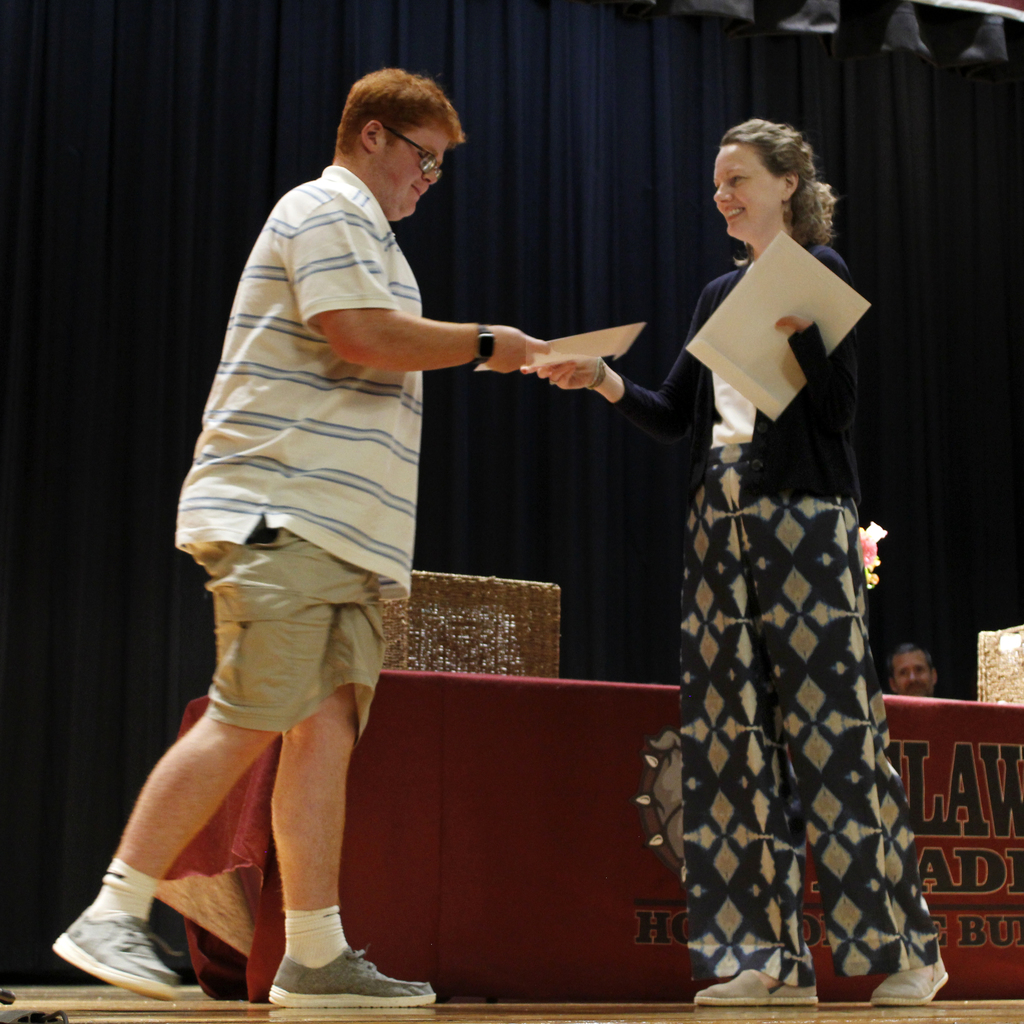 student receiving award