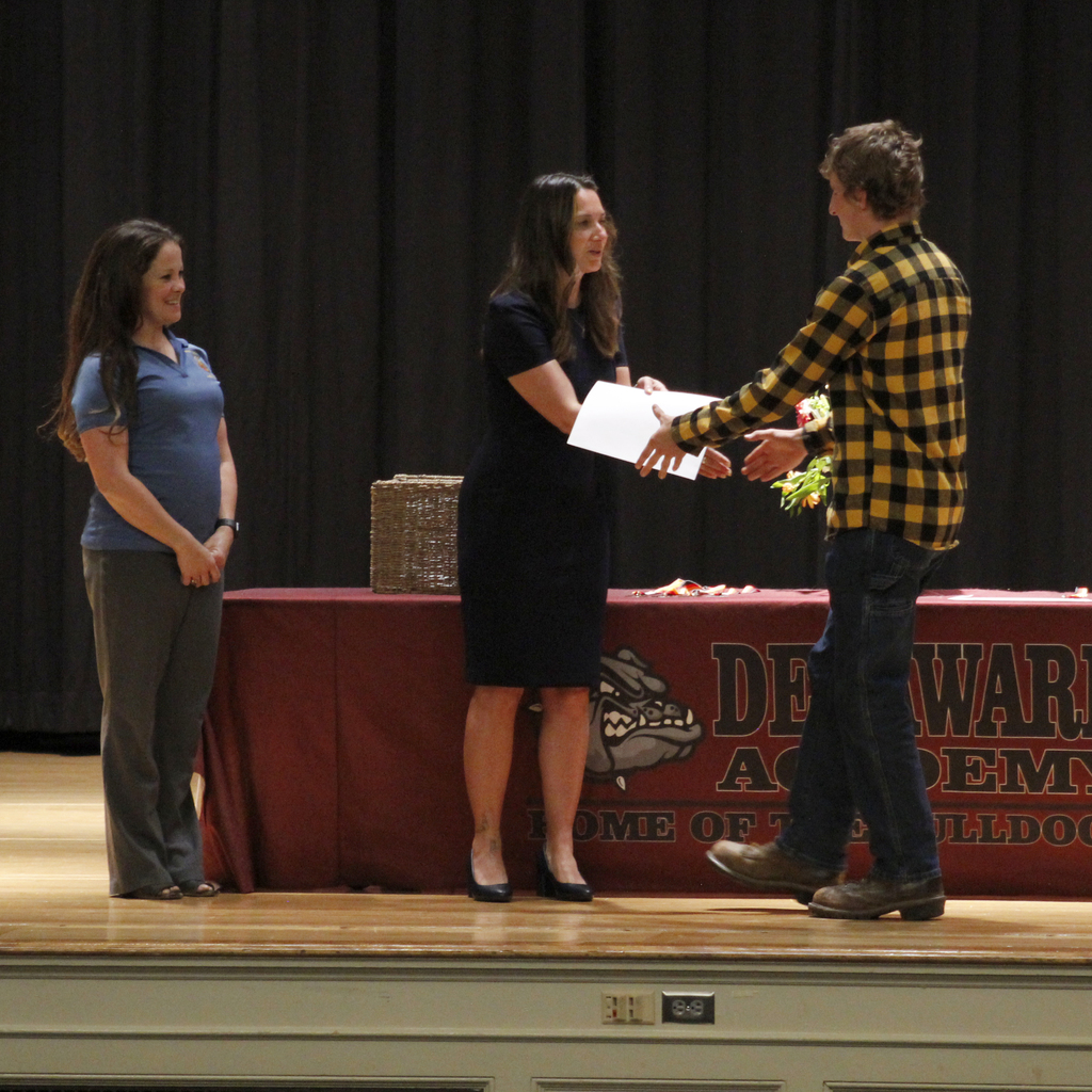 student receiving award