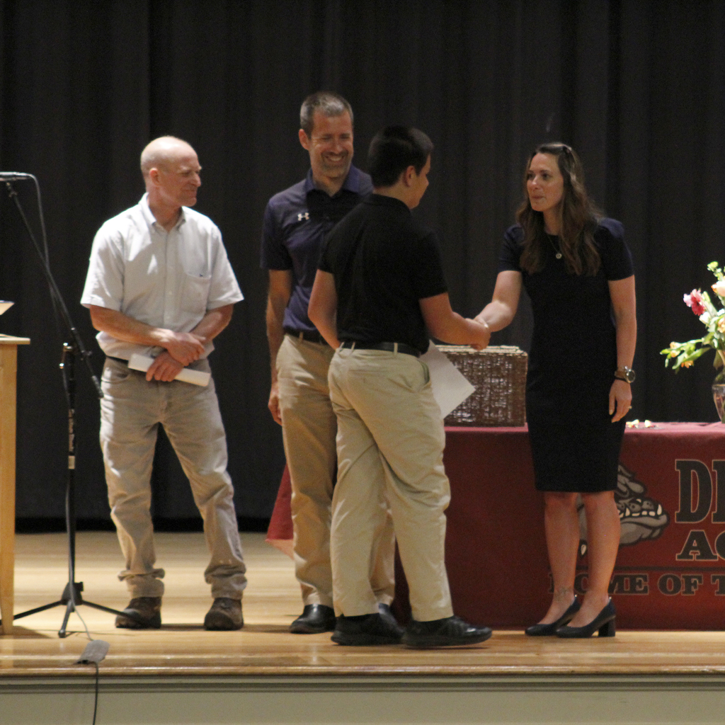 student receiving award