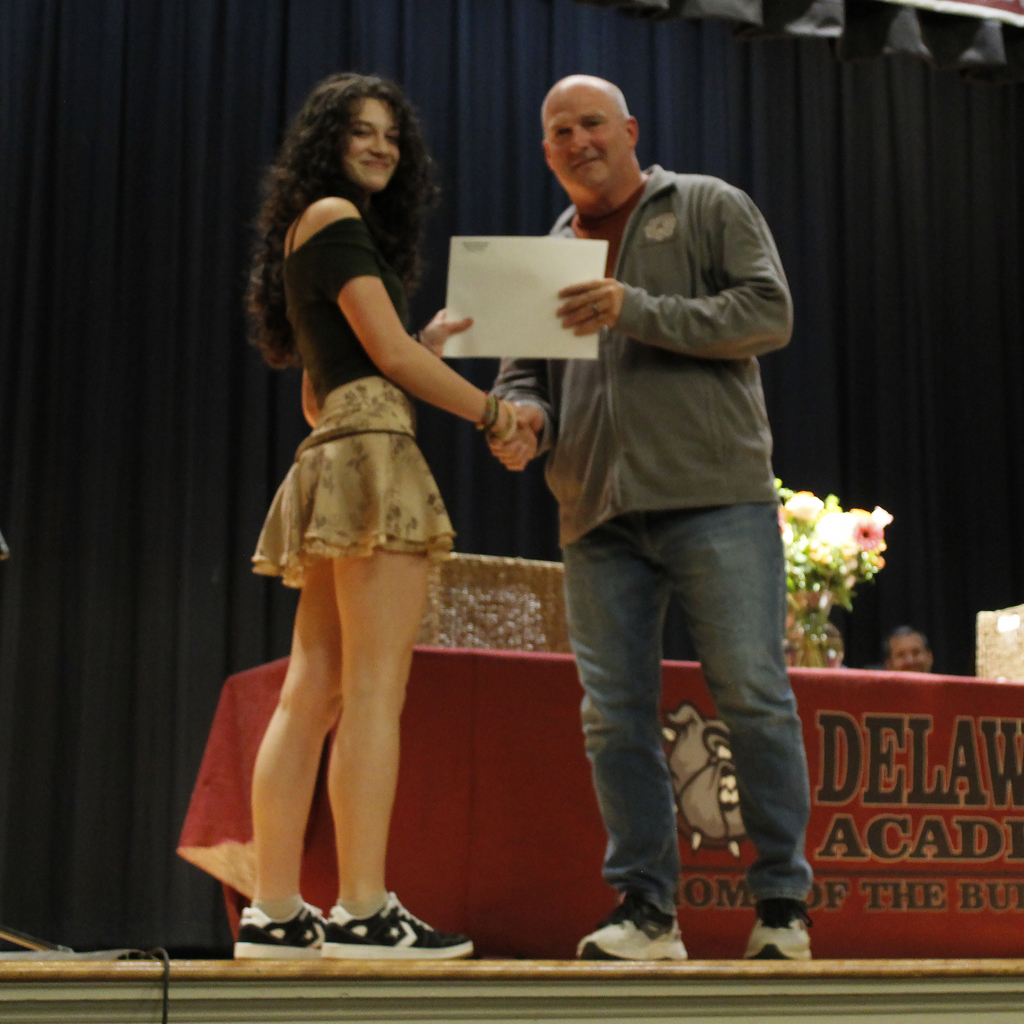 student receiving award