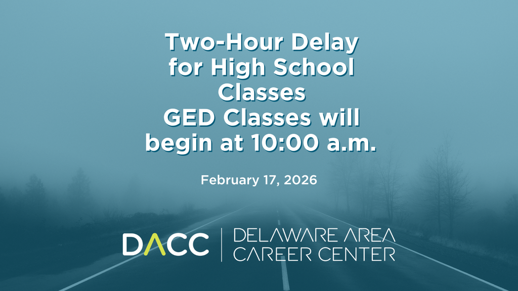 Two-Hour Delay for High School Classes. GED Classes will begin at 10:00 a.m. February 17, 2026