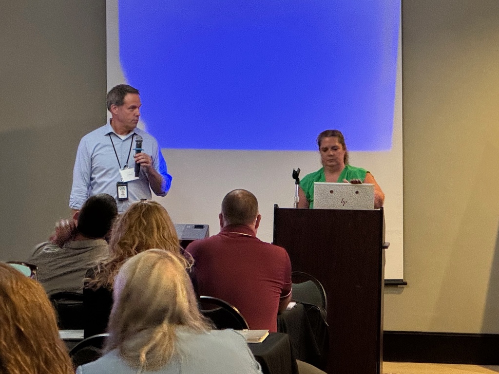 ONC BOCES Health & Safety Director Josh Reiss and NYS AESHP past president and OHM BOCES Supervisor or Safety Services Patty Cerio wrapping up her session on Safety Updates, Safety Teams, and Threat Assessment Teams.