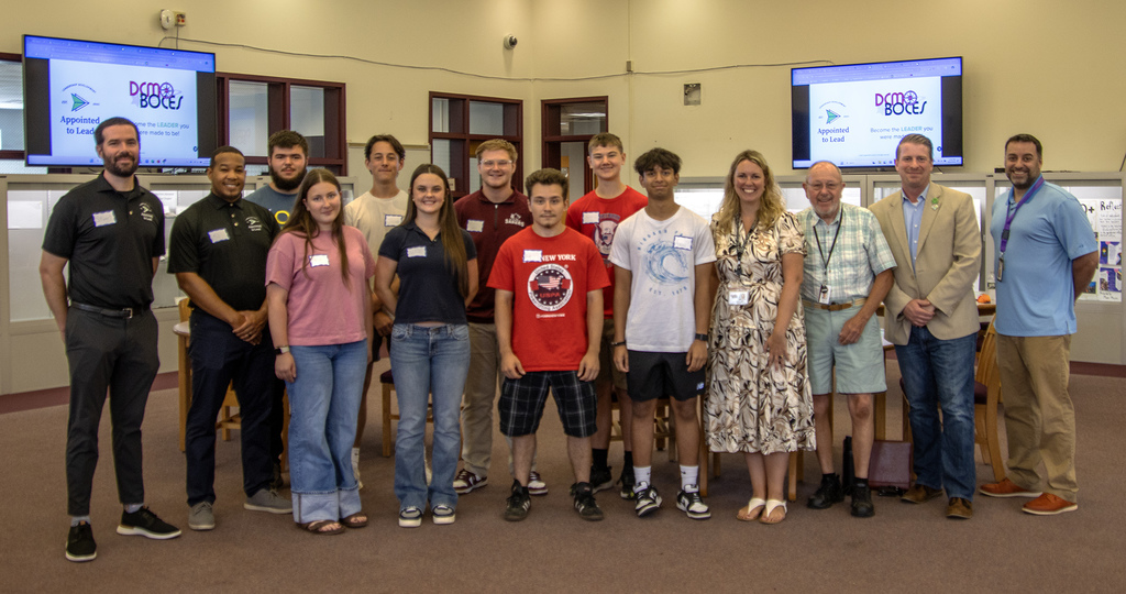 group picture of students with presenters and administrators