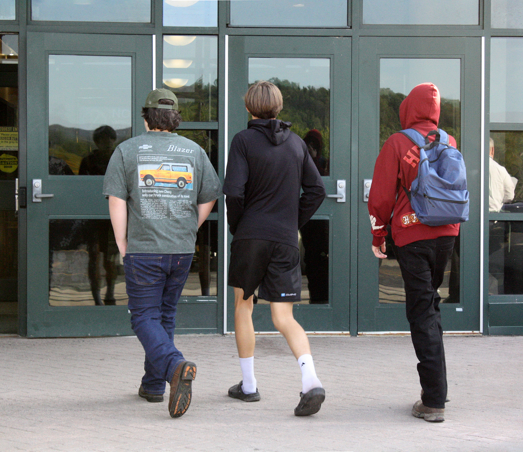3 students head for doors