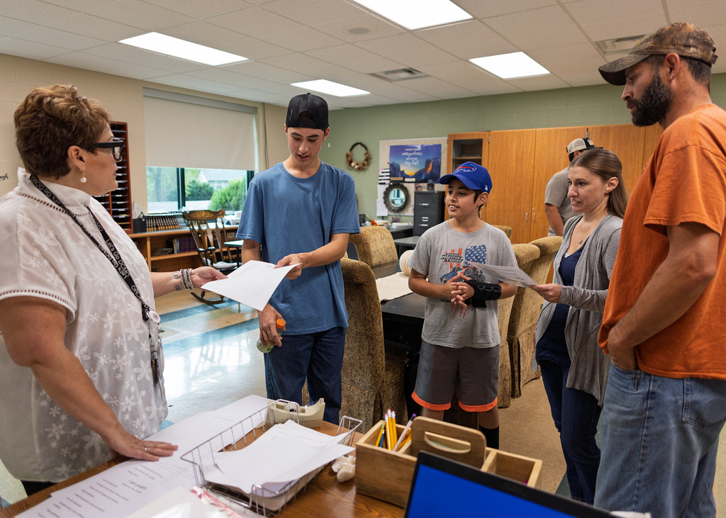 family with Pathways teacher