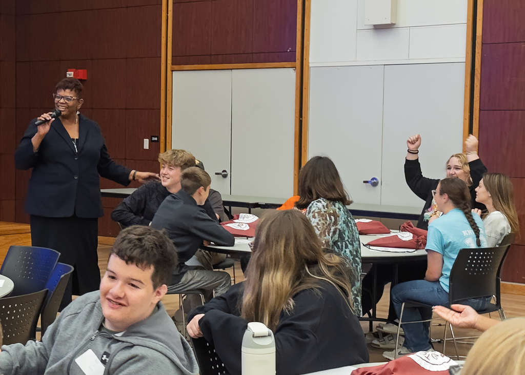 Tracy Johnson speaks to students