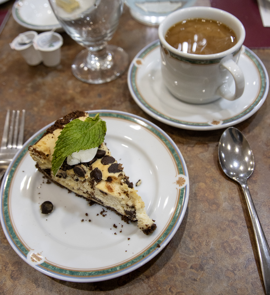 cheescake serving on a table