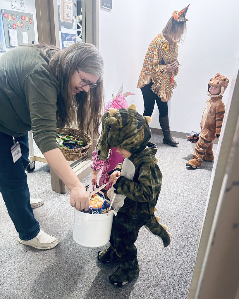 preschool children trick or treating at the Support Services Center