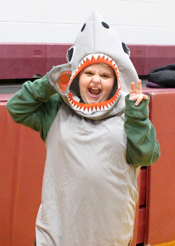 student in shark costume