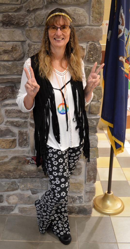 teacher in hippy costume