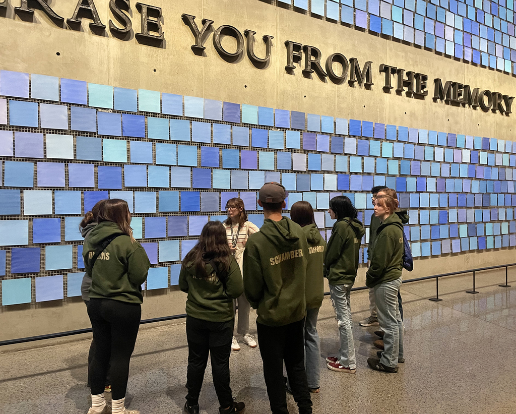 Students in NYC at 9/11 memorial site