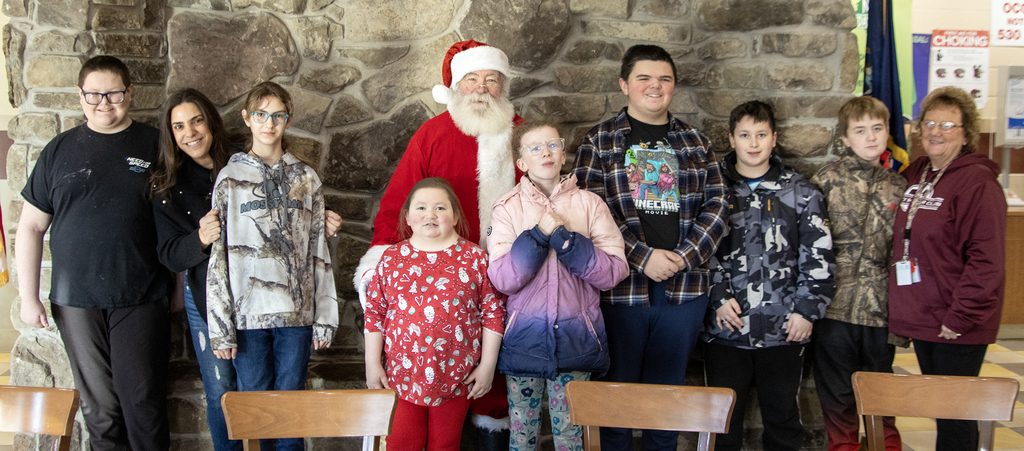 Santa with a group of students