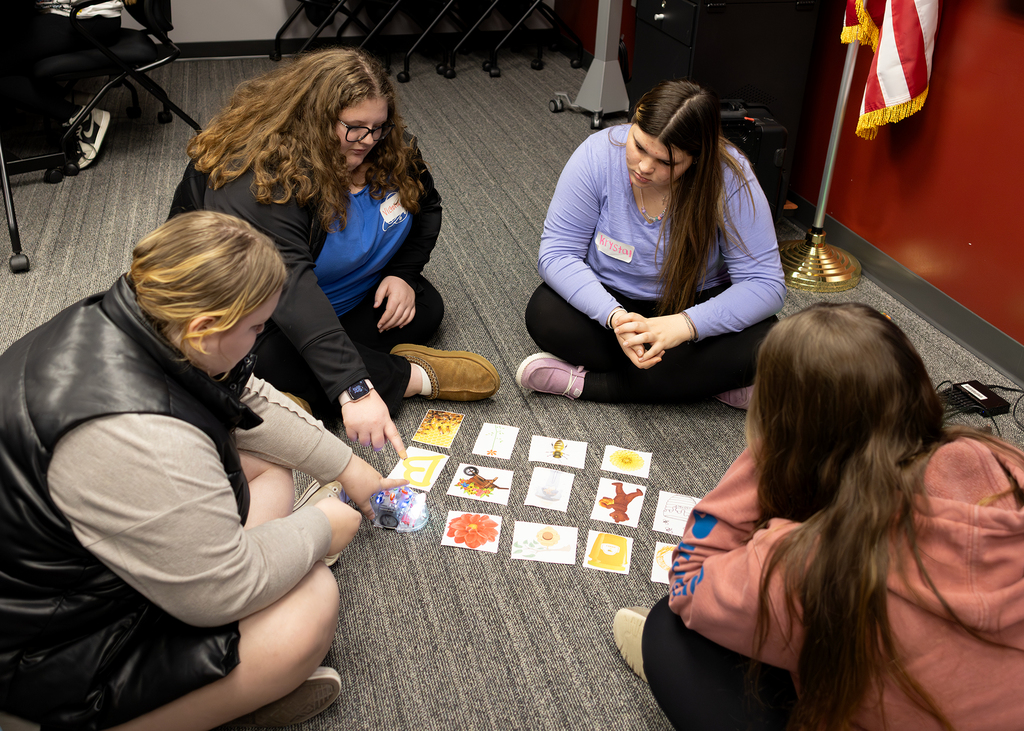 students playing learning game