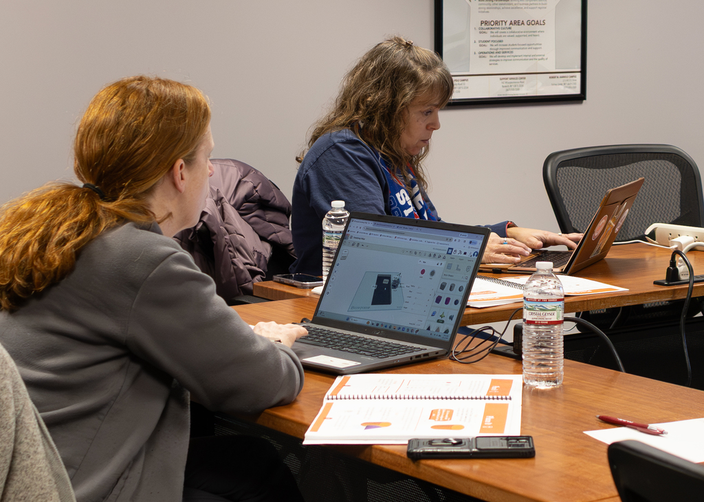 2 women working at computers