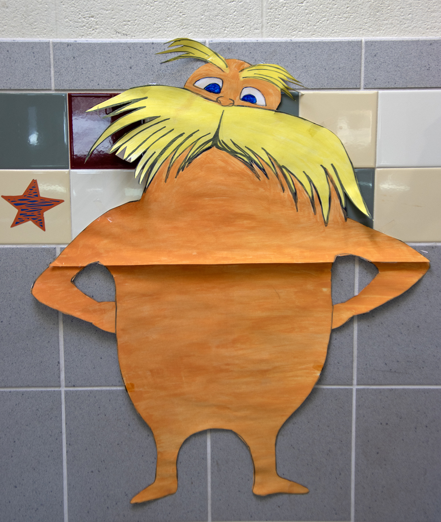 paper Lorax on the wall