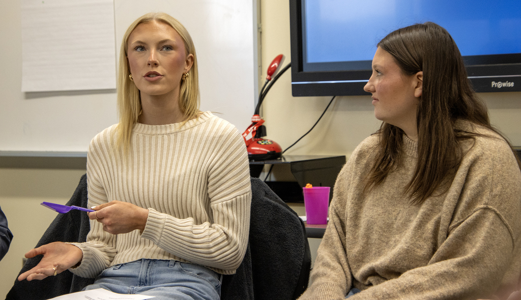 2 students in a talking circle