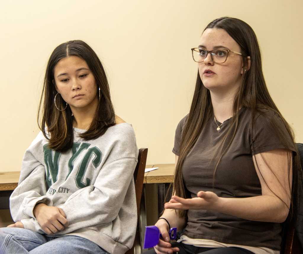 2 students in a talking circle