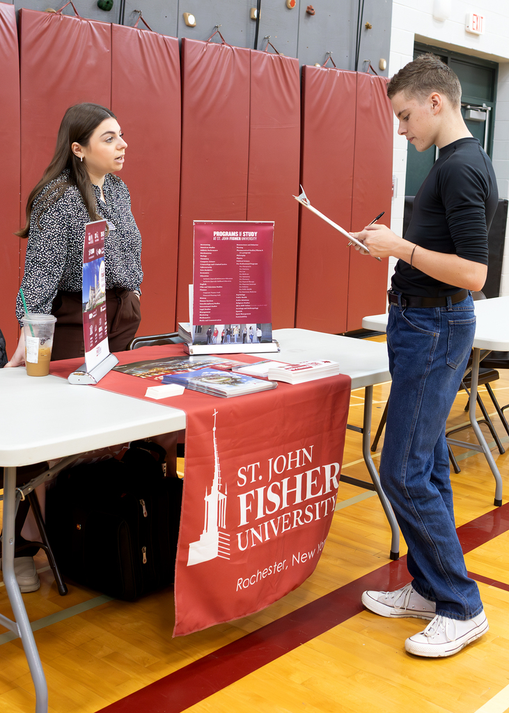 student and a recruiter at the college & career fair
