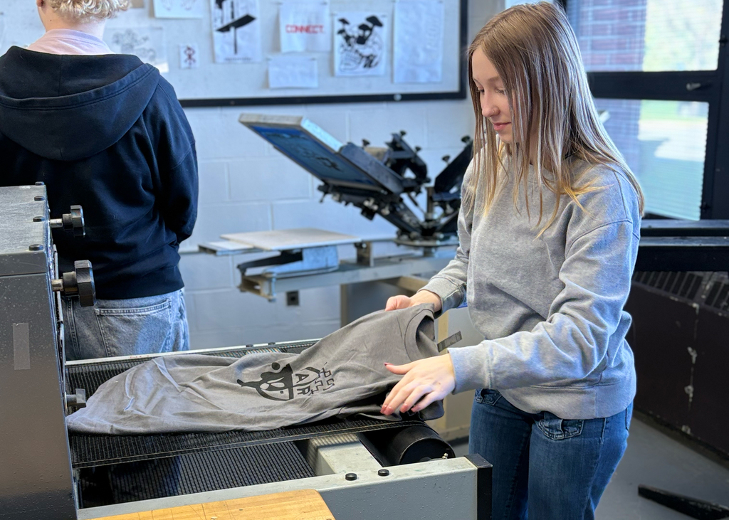 student making a t-shirt