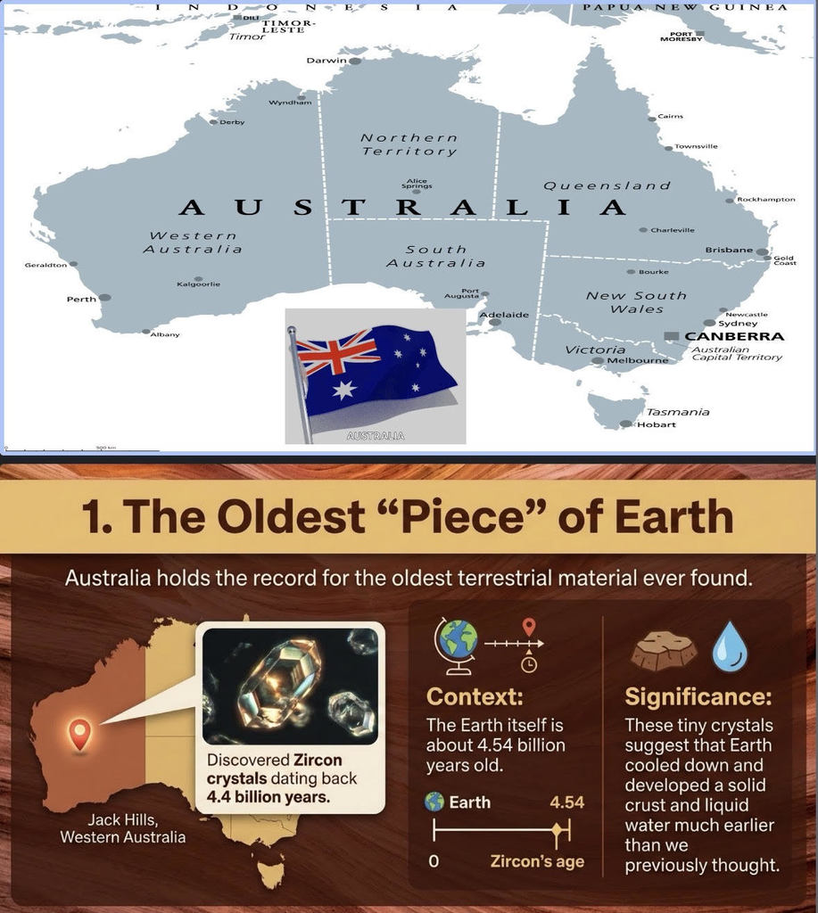 The Oldest "Piece" of Earth - facts about Australia infographic