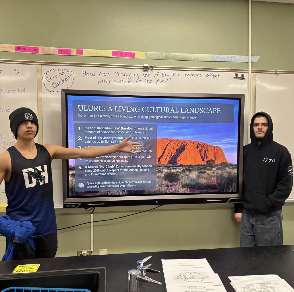 Two students net to screen with facts about Australia