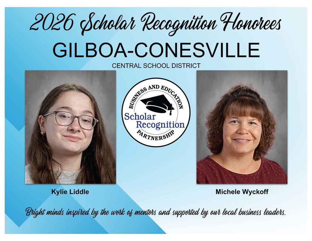 2026 Scholar Recognition Honorees. Gilboa-Conesville: Kylie Liddle, Michele Wycoff