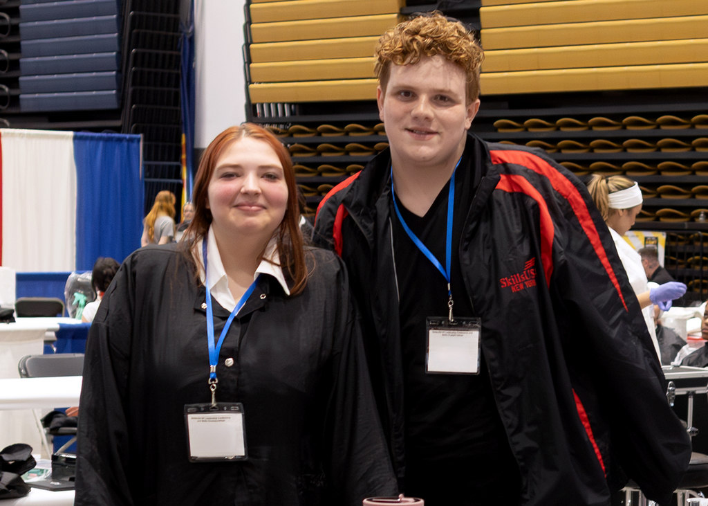 2 students smiling at SkillsUSA competition