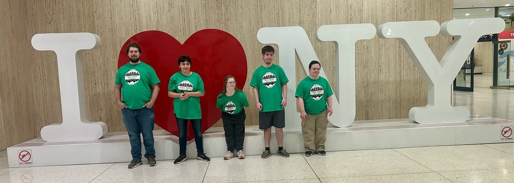 Group photo in front of I Love NY sculpture