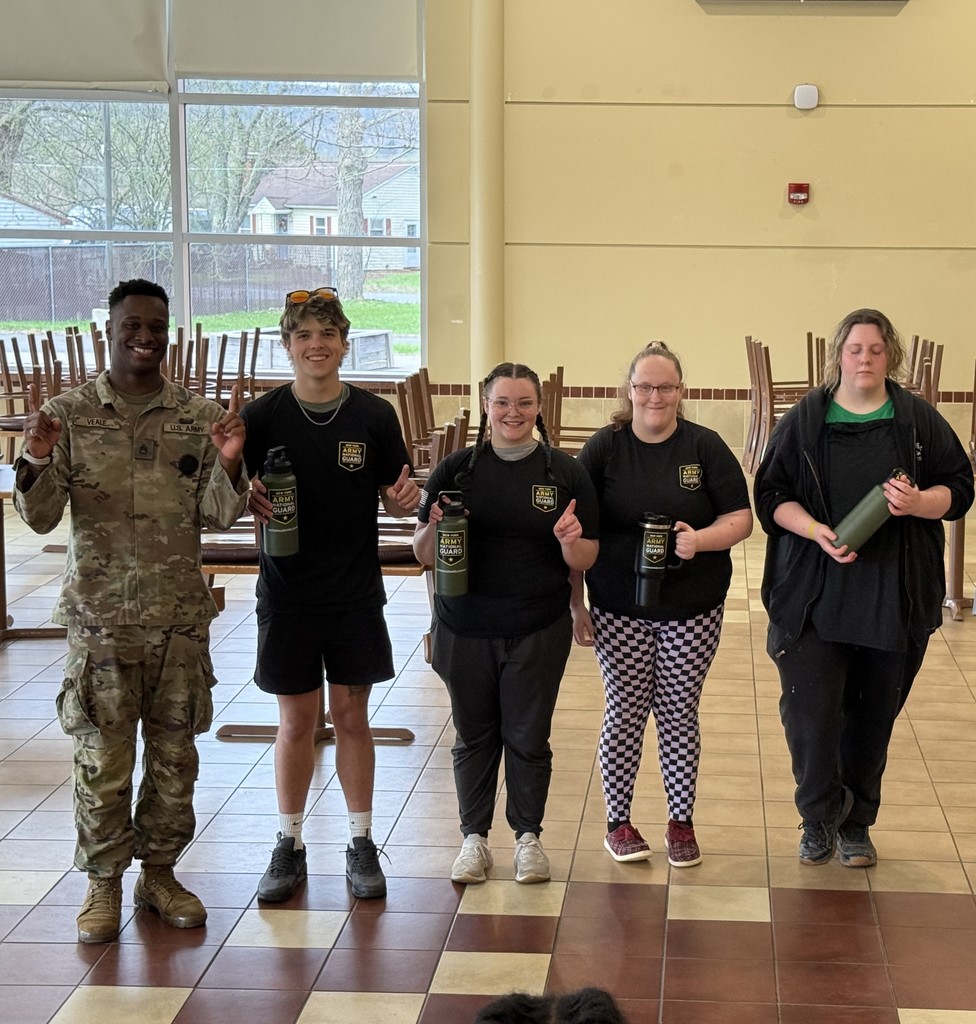 National Guard Sargeant with Joshua Lindridge, Emma MacLaury, Allison Winn, Dana Hutchings, Sophia Urbanak 