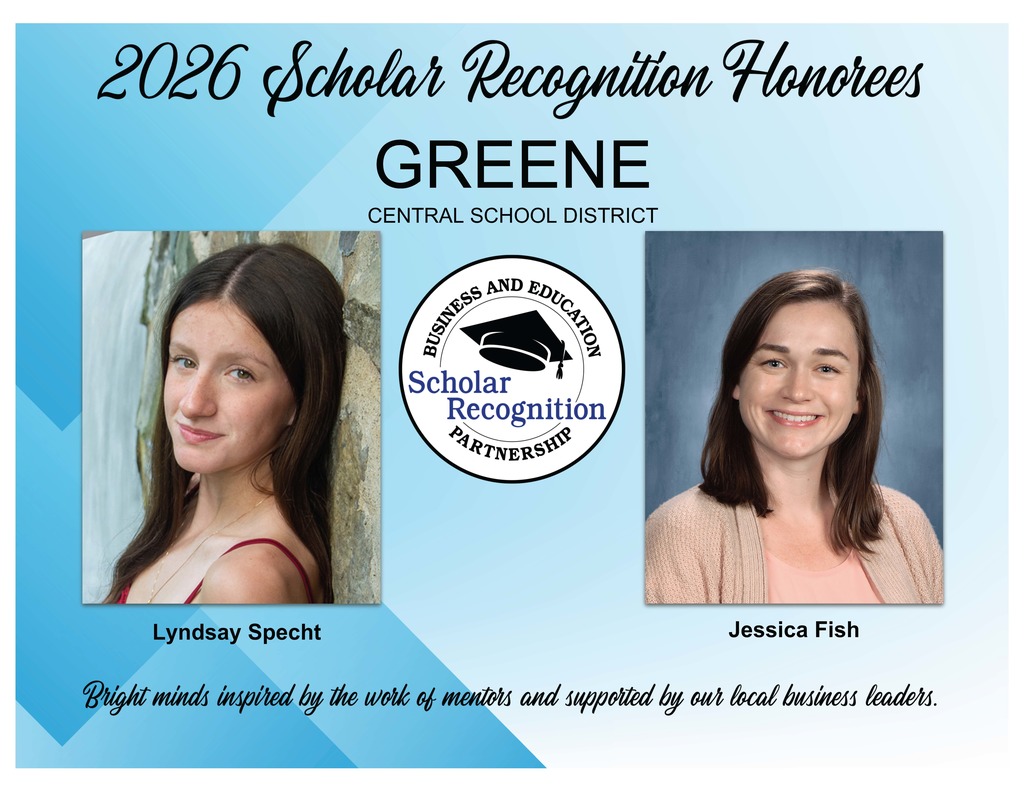2026 Scholar Recognition Honorees for Greene CSD: Lyndsay Specht and Jessica Fish