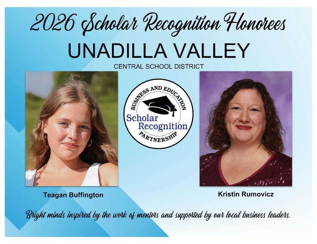 2026 Scholar Recognition Honorees for Unadilla Valley CSD: Teagan Buffington and Kristin Rumovicz