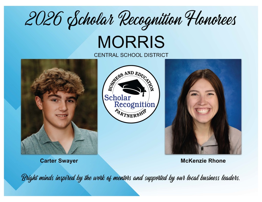 2026 Scholar Recognition Honorees for Morris CSD: Carter Sawyer and McKenzie Rhone