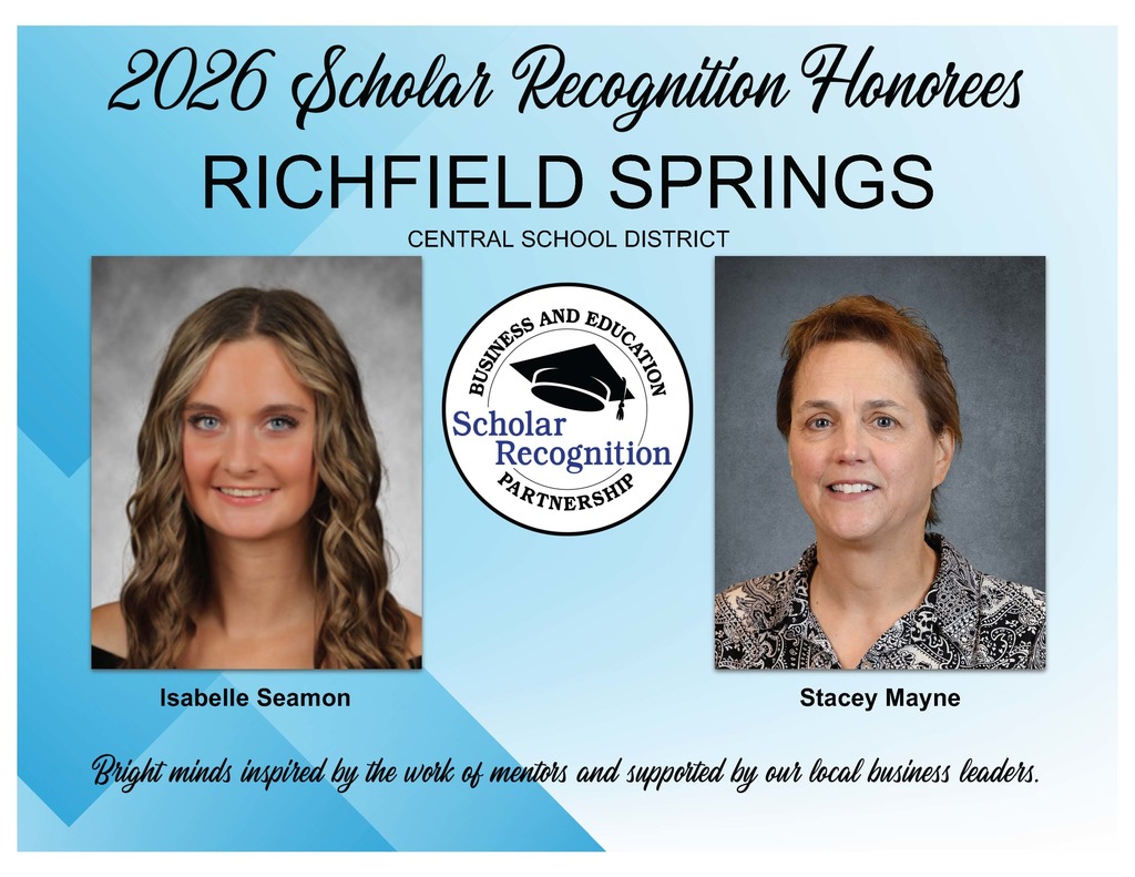 2026 Scholar Recognition Honorees for Richfield Springs CSD: Isabelle Seamon and Stacey Mayne