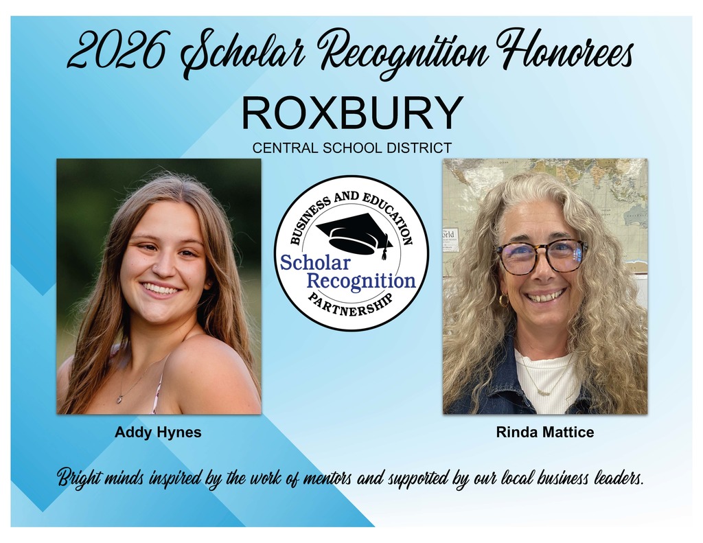 2026 Scholar Recognition Honorees for Roxbury CSD: Anny Hynes and Rinda Mattice