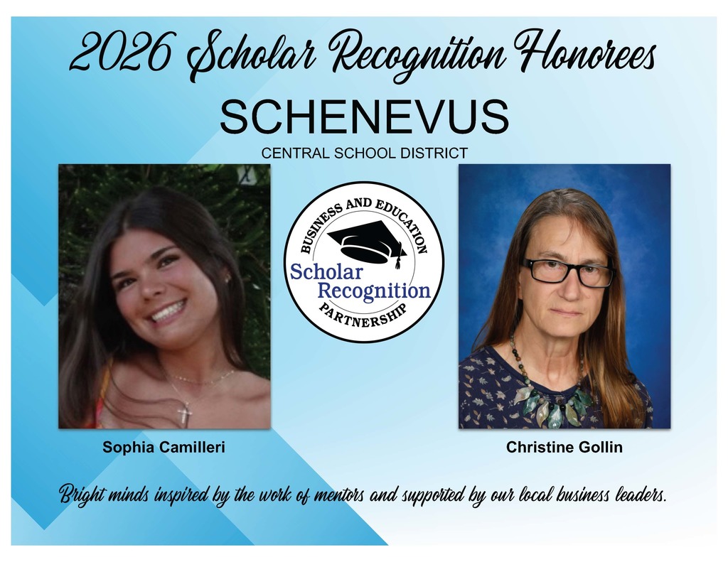 2026 Scholar recognition Honorees for Schenevus CSD: Sophia Camilleri and Christine Gollin