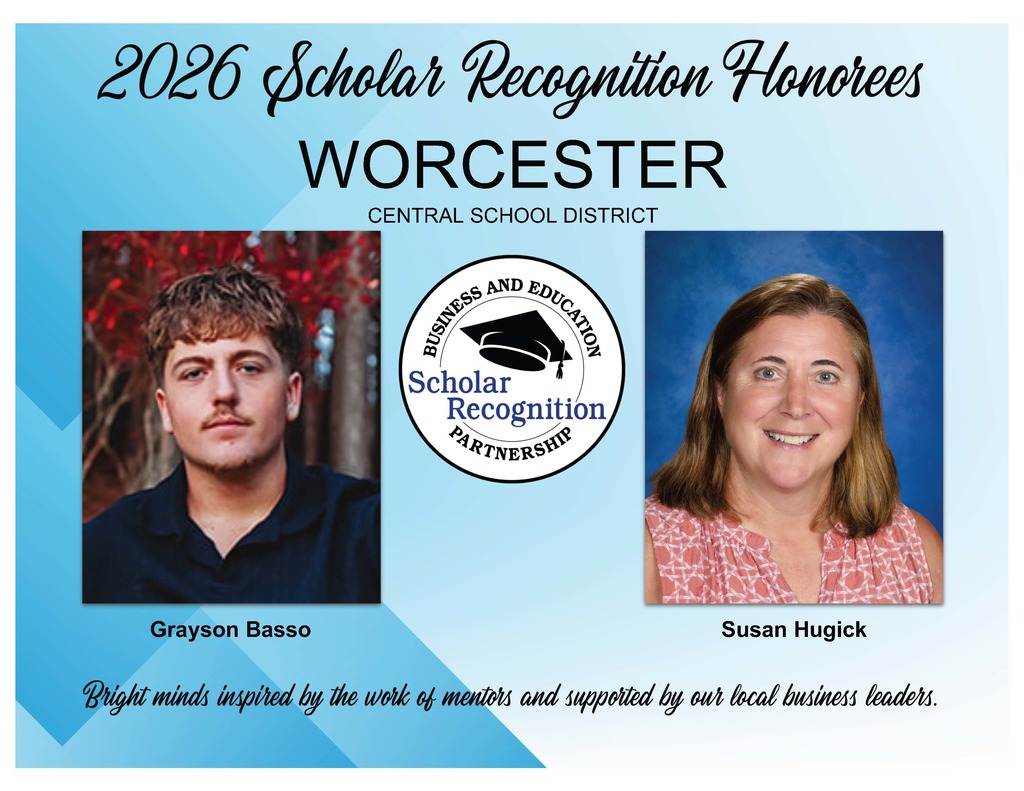 2026 Scholar Recognition Honorees for Worcester SD: Grayson Basso and Susan Hugick