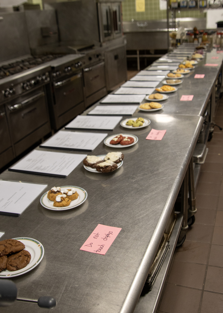 table full of cookies on display