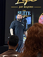 barber on the presentation stage