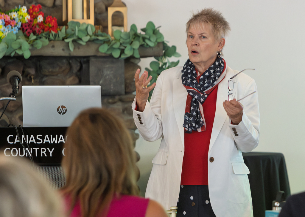keynote speaker gesturing while talking
