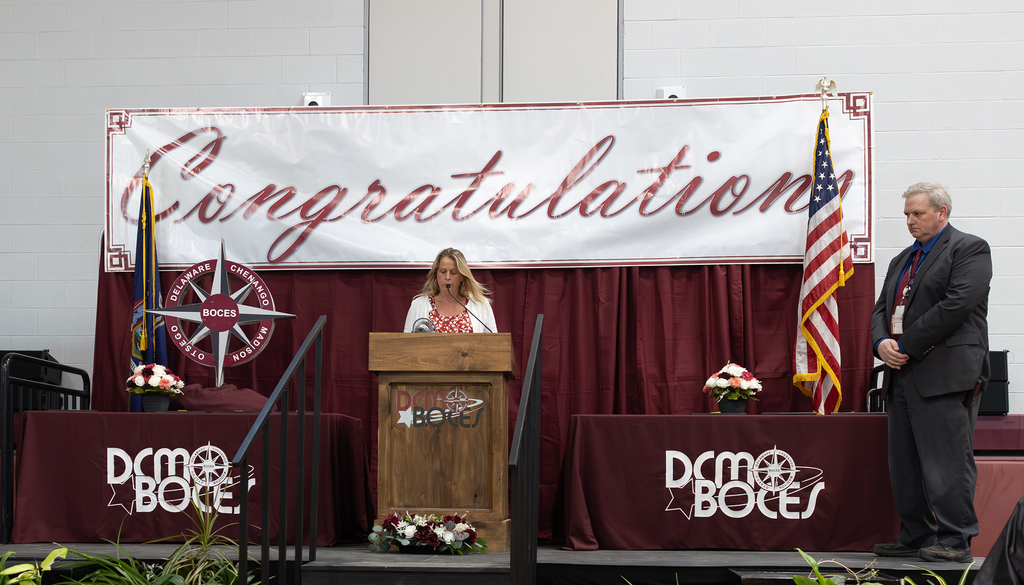 Sara Stafford speaks at graduation